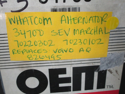 *NEW* 0820 Whatcom Alternator 34700 SEV Marchal 70220302 70230102 Rep: 826495