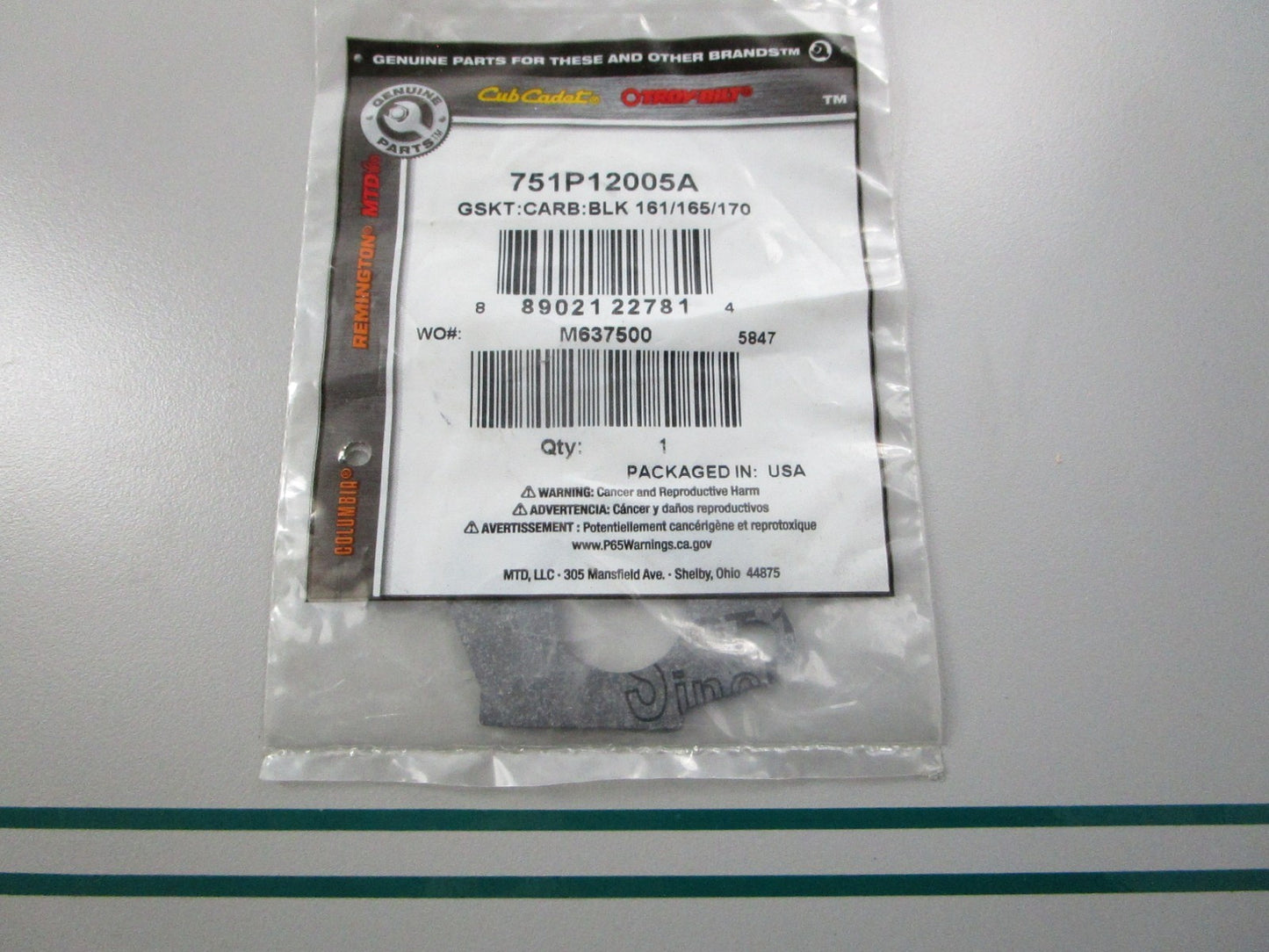 NEW OEM 751P12005A MTD Carburetor Gasket 0810