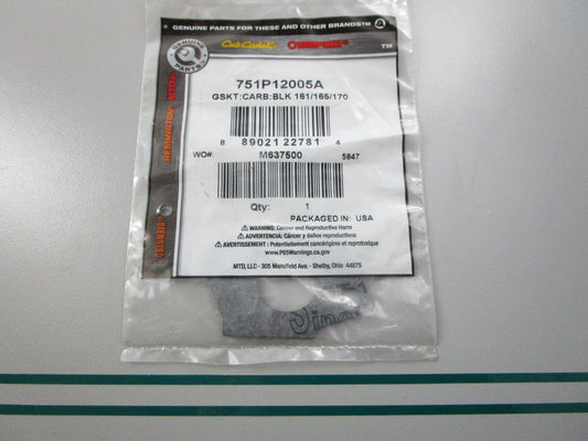 NEW OEM 751P12005A MTD Carburetor Gasket 0810