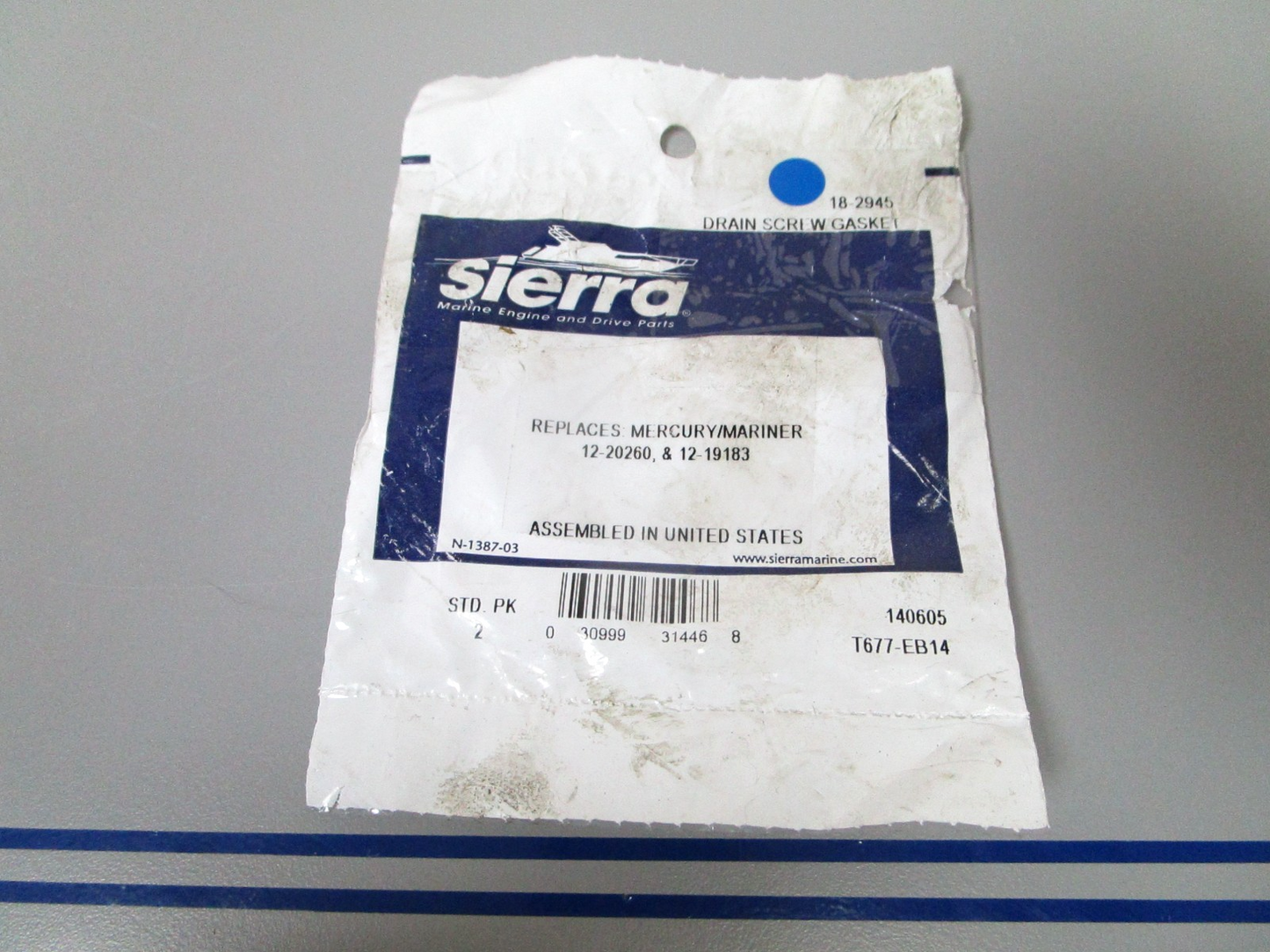 NEW 18-2945 Replaces: Mercury 12-20260 12-19183 Sierra Drain Screw Gasket 0810
