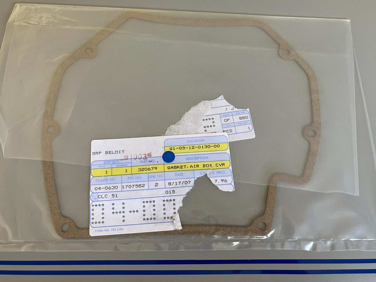 *NEW OEM* 0720 OMC Johnson Evinrude Air Box Cover Gasket 320679 0320679