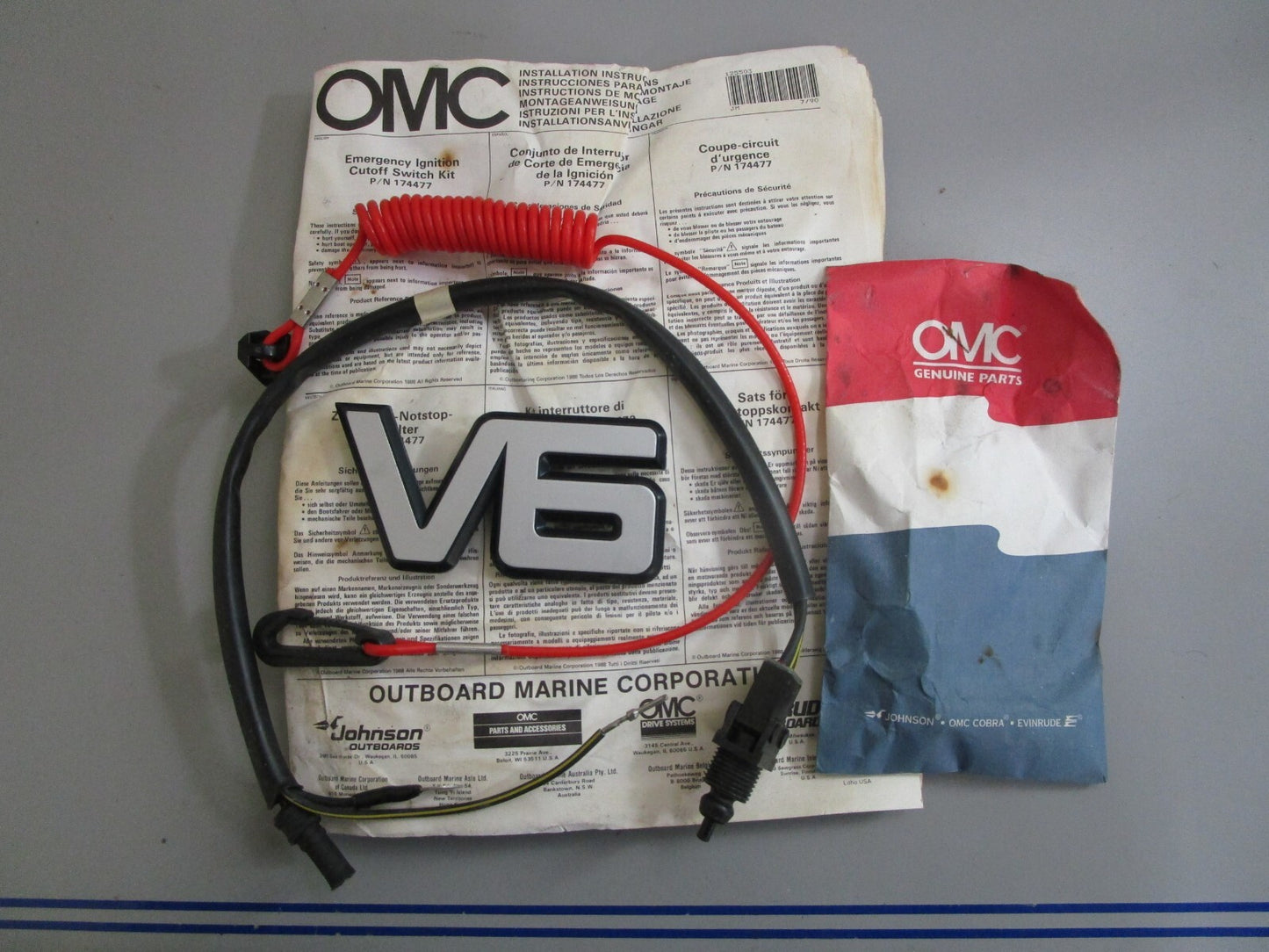 *NEW OEM* 0820 OMC Johnson Evinrude Emergency Ignition Cutoff Switch Kit 174477