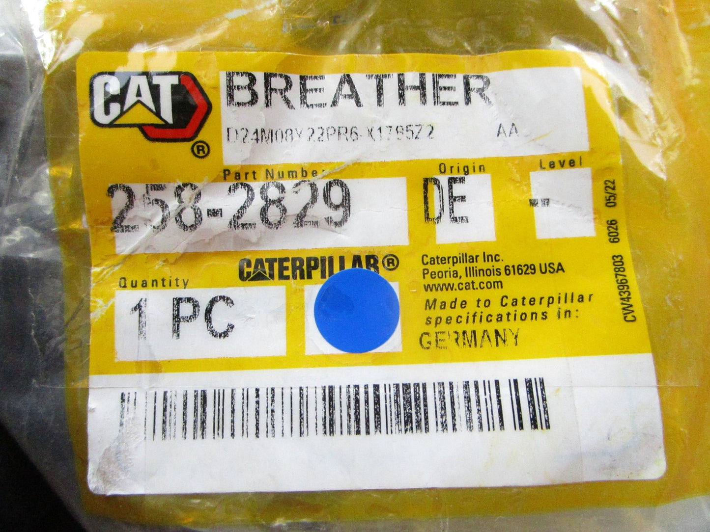 *NEW OEM* 0810 CAT Breather 258-2829