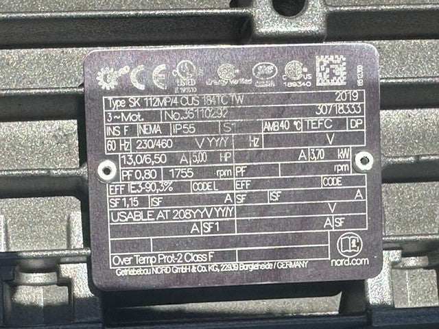 NORD SK 3282 Gear Reducer Motor SK 112MP/4 5 HP 184TC 230/460V 3PH TEFC NEW OEM