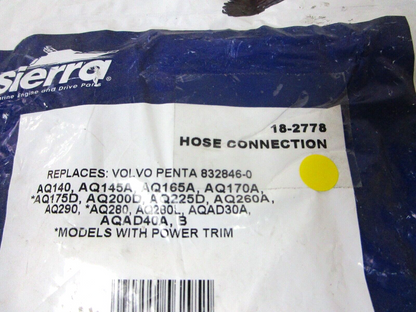 *NEW* 0750 Sierra HOSE CONNECTION 18-2778 Replaces Volvo Penta 832846-0