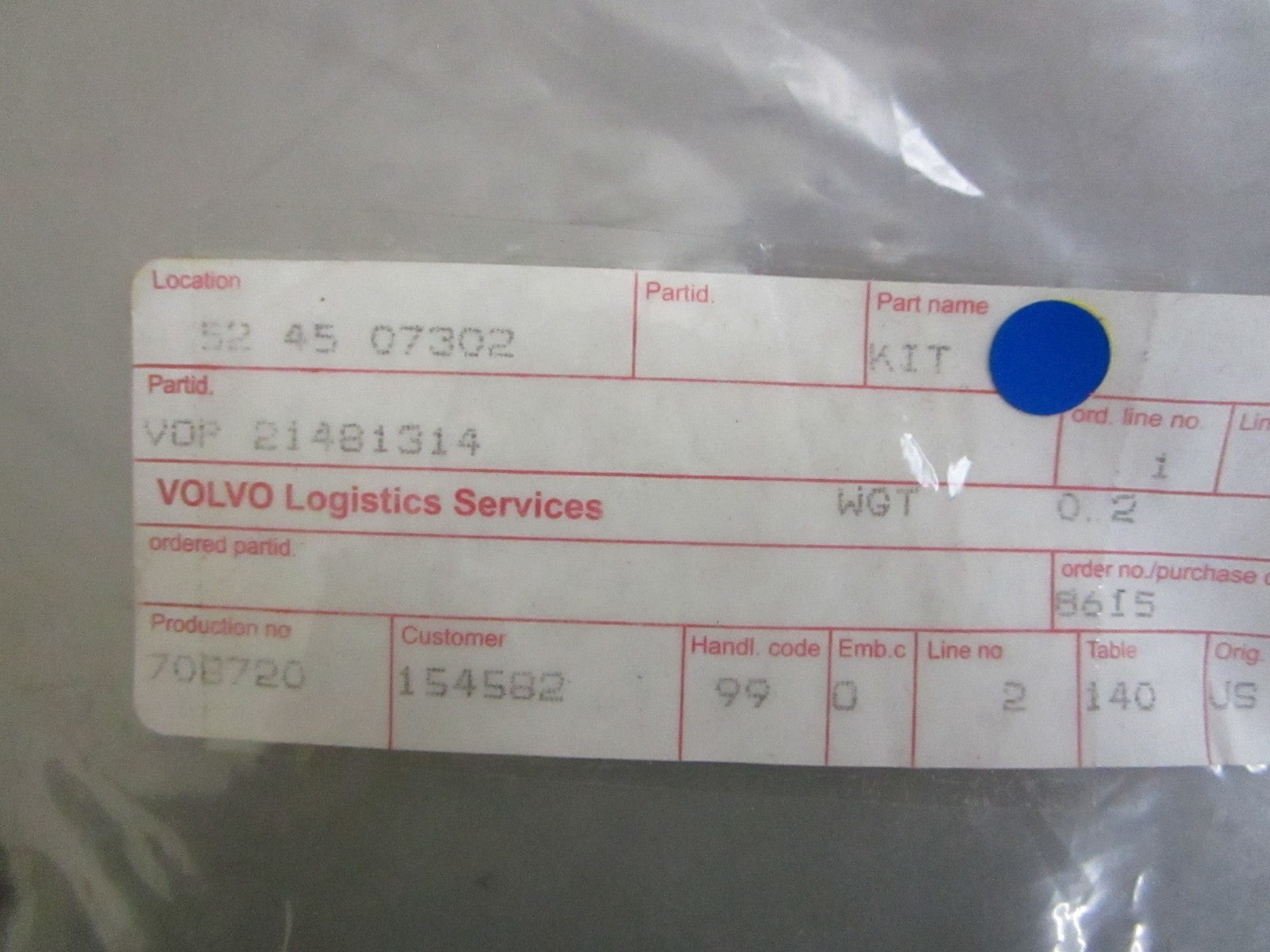*NEW OEM* 0820 Volvo Penta Hardware Kit 21481314