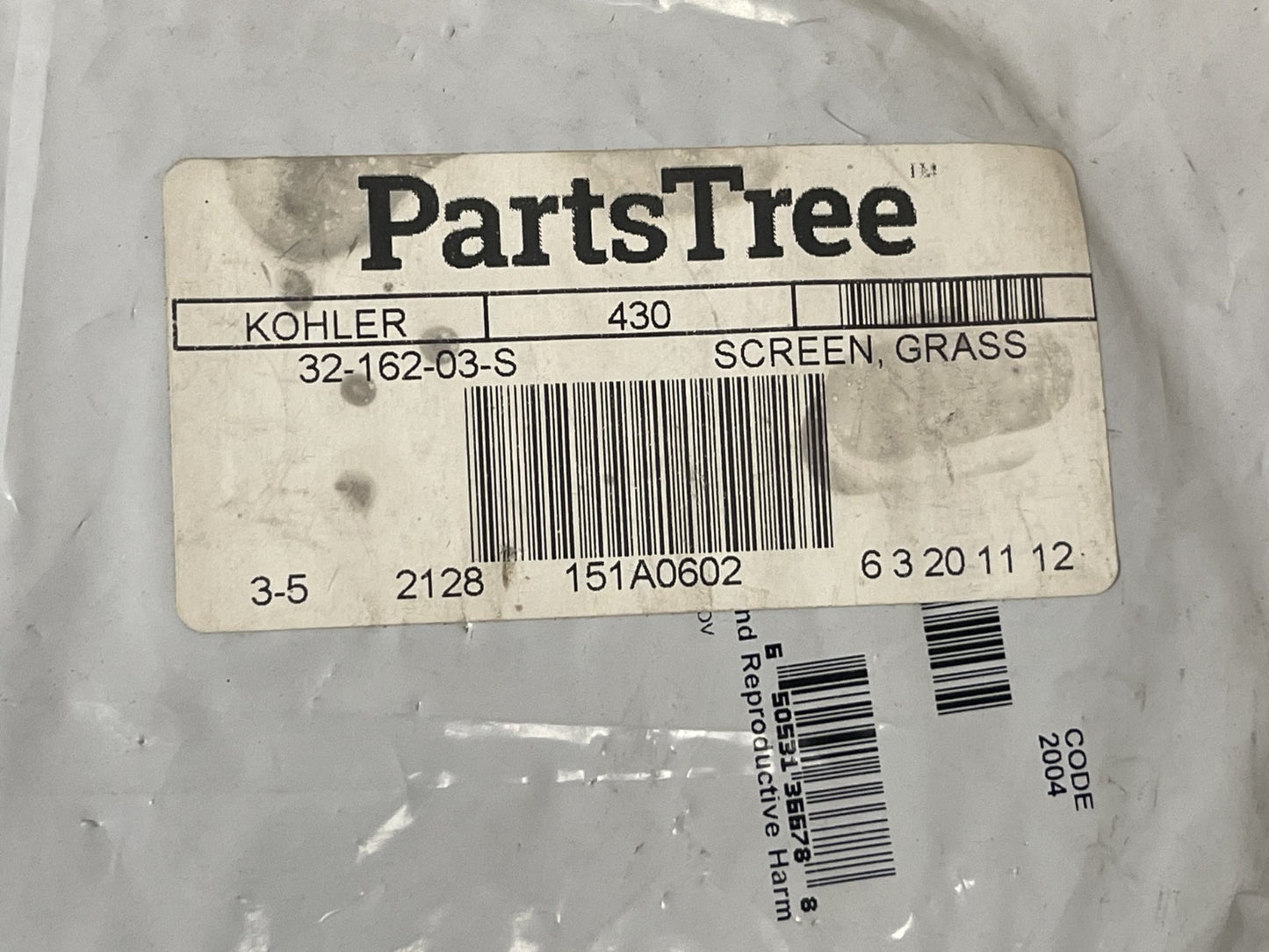 *NEW OEM* 0670 Kohler Grass Screen 32-162-03-S
