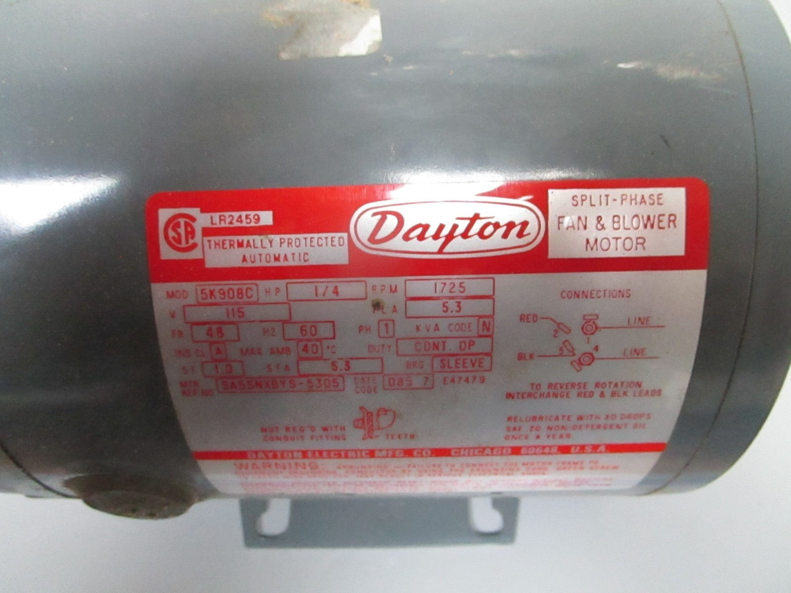 *NEW OEM* 0720 Dayton 1/4hp Blower Motor 5K908