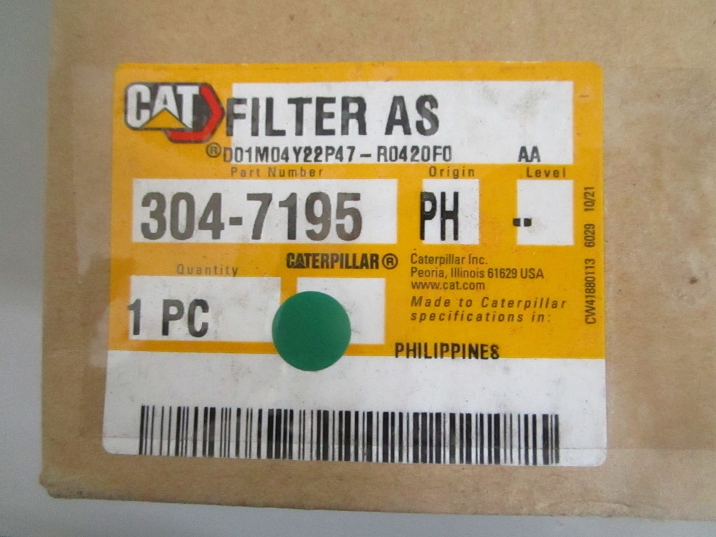 Caterpillar 304-7195 Advanced Efficiency Hydraulic Filter NEW OEM 0820