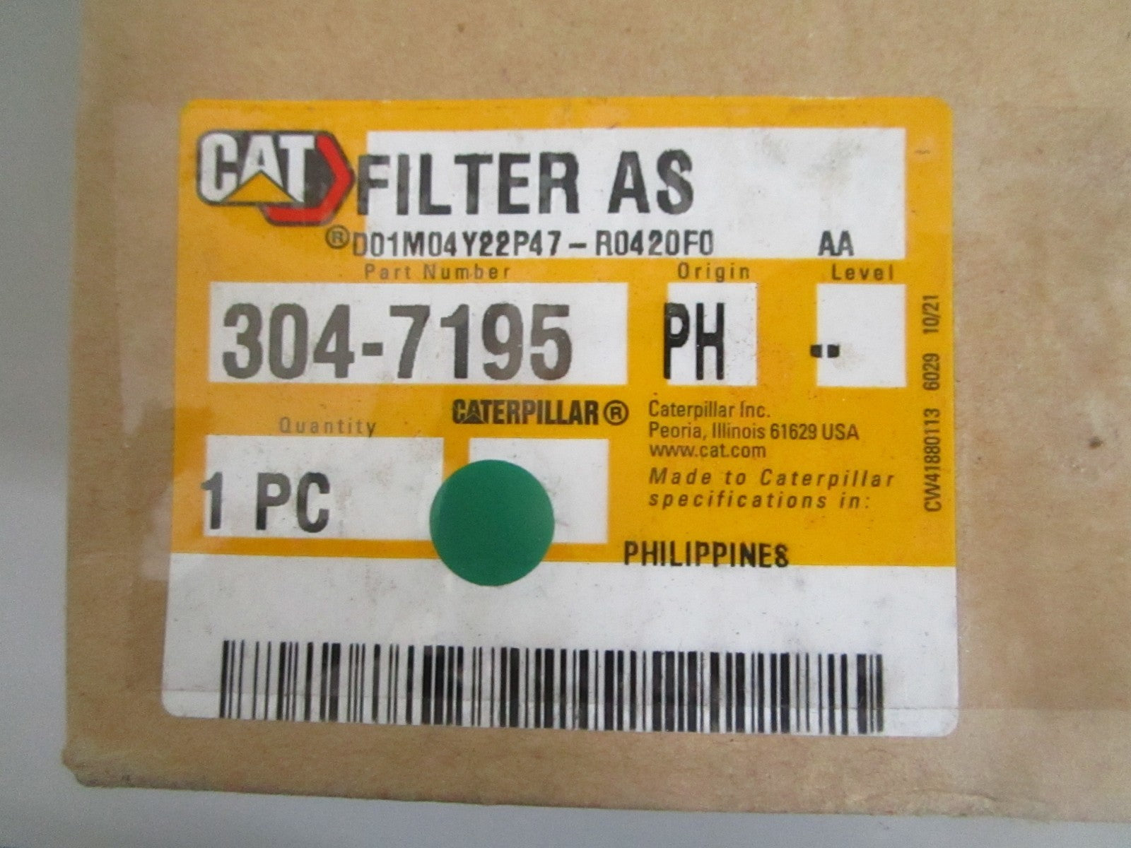 Caterpillar 304-7195 Advanced Efficiency Hydraulic Filter NEW OEM 0820