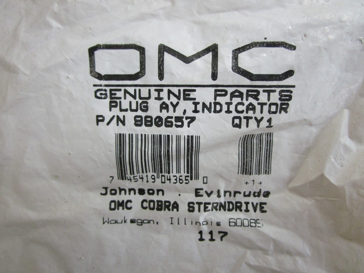 *NEW OEM* 0810 OMC Johnson Evinrude Indicator Plug 980657 0980657