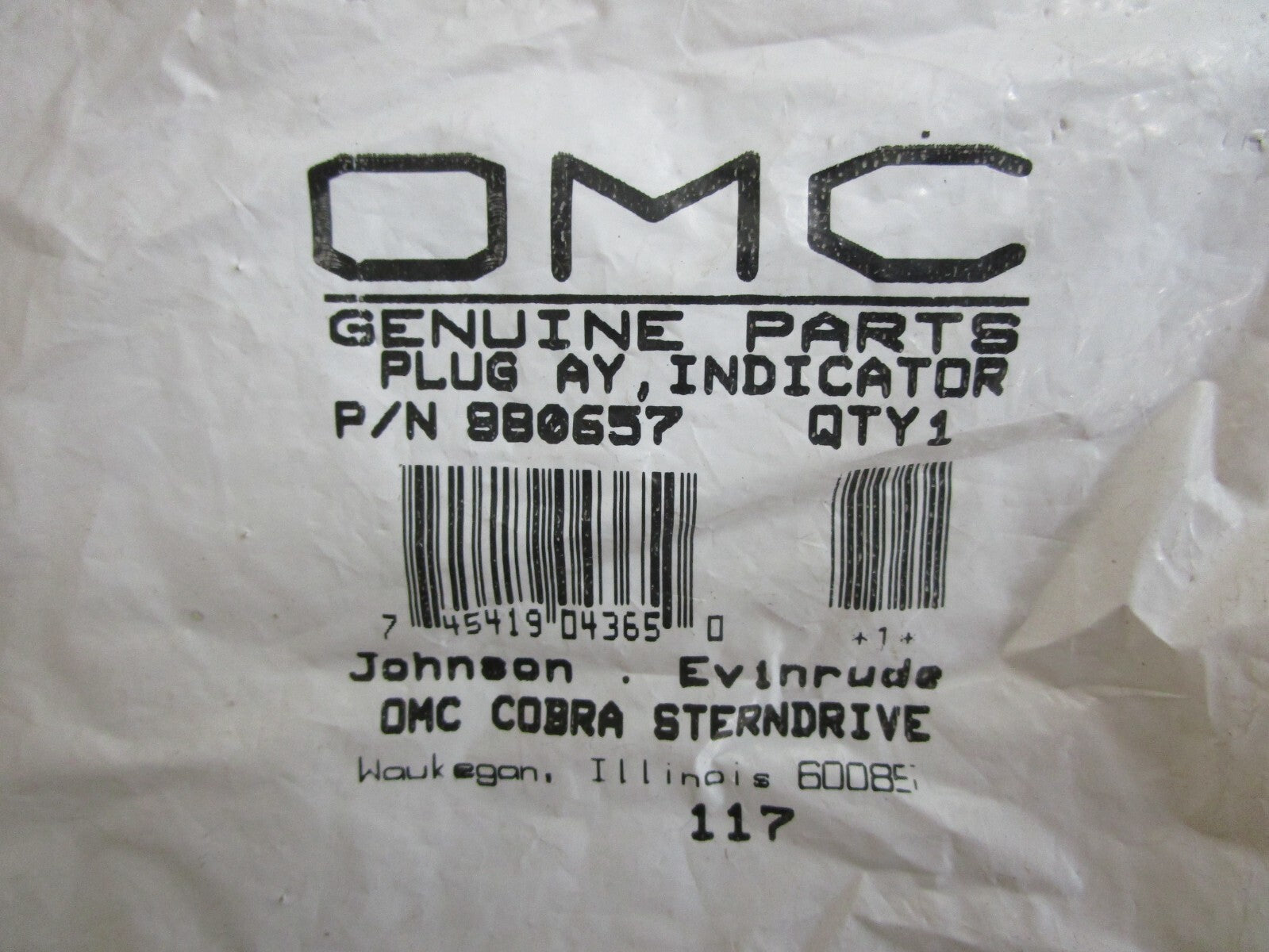 *NEW OEM* 0810 OMC Johnson Evinrude Indicator Plug 980657 0980657