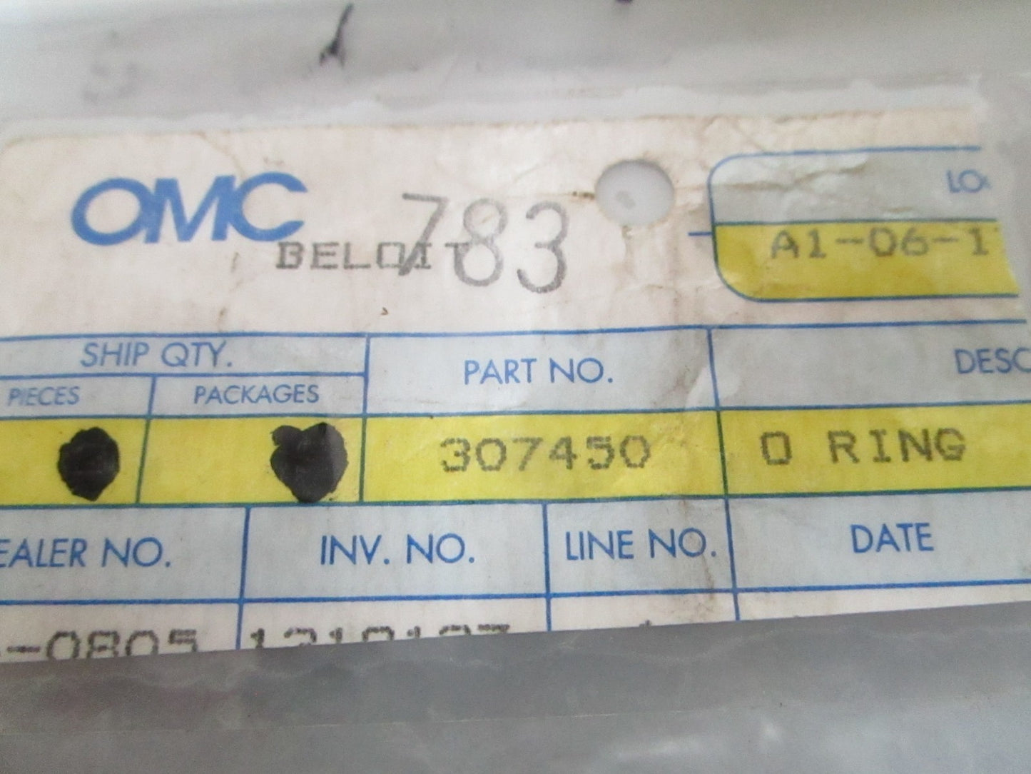 NEW OEM (LOT OF 6) 307450 0307450 OMC Johnson Evinrude O-Ring 0810