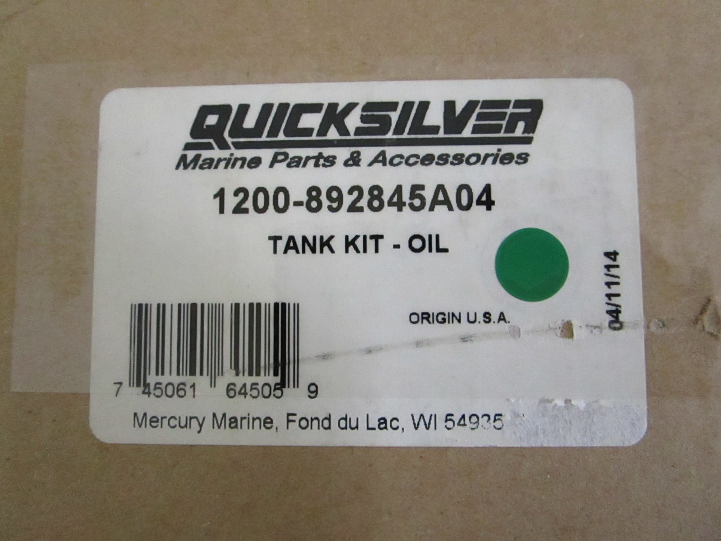 NEW OEM 1200-892845A04 Mercury Quicksilver Oil Tank Kit 0820
