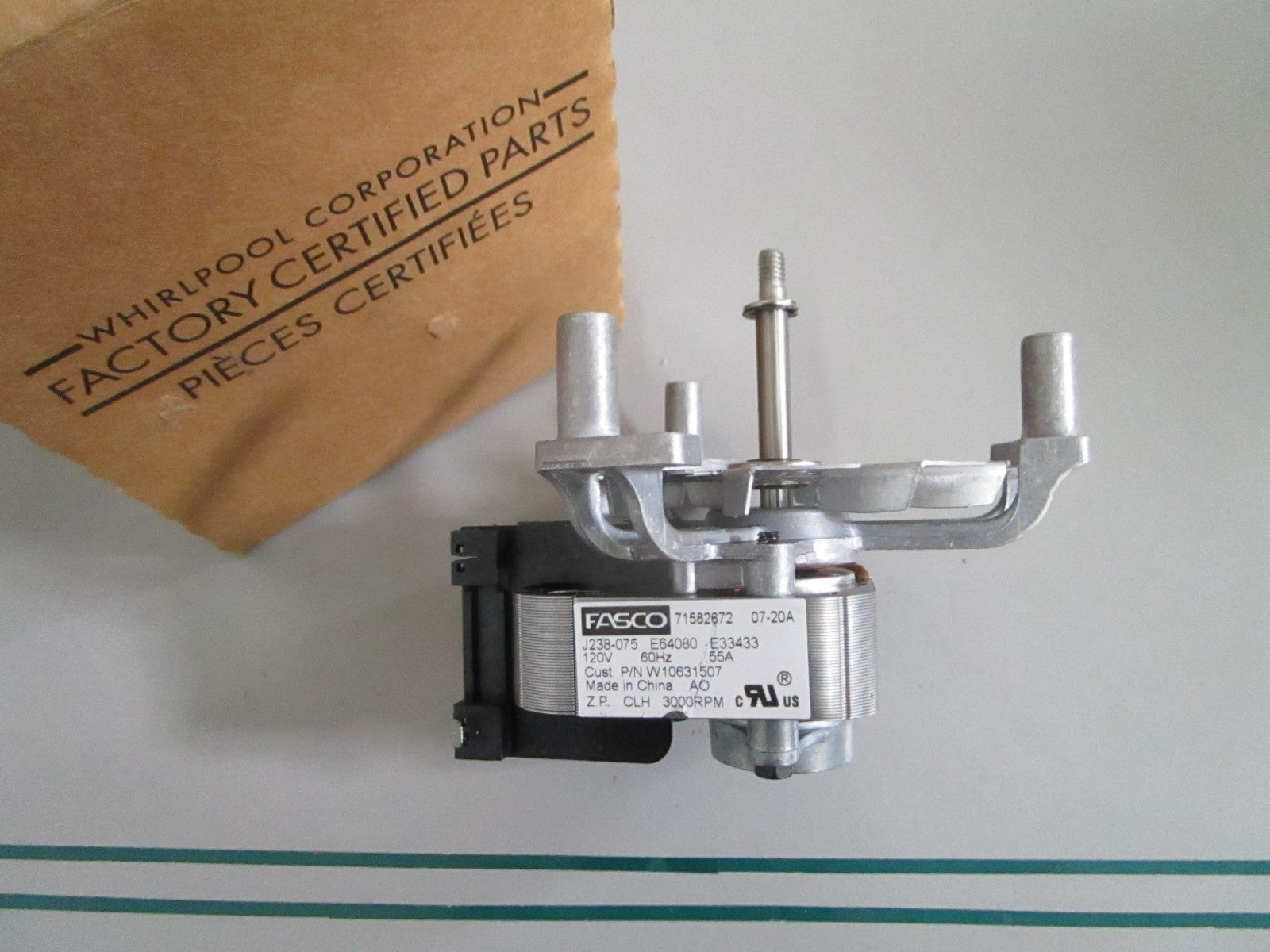 NEW OEM W10860984 W10631507 Whirlpool Fan Motor 0820