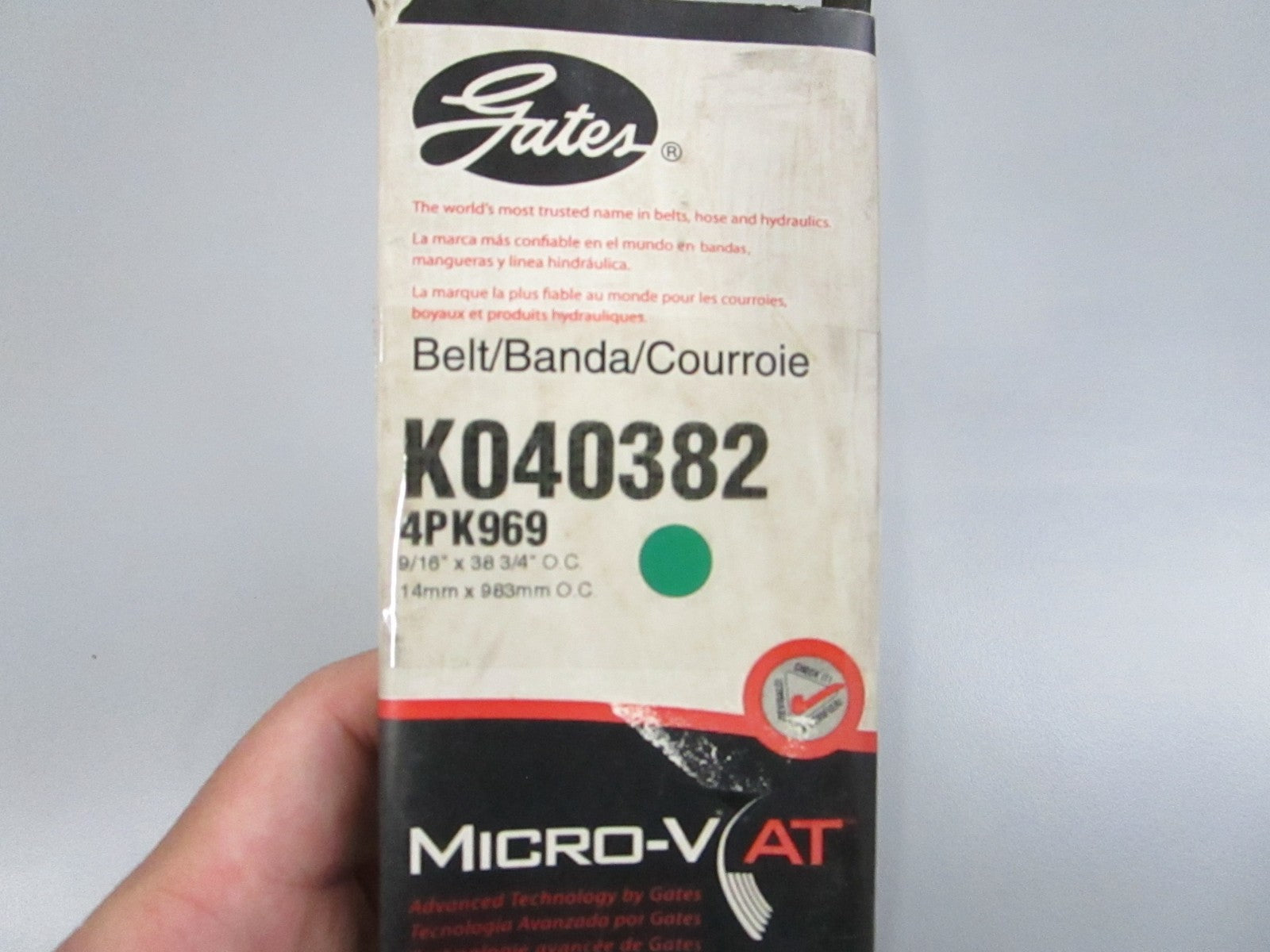 Gates NEW Micro-V Serpentine Belt K040382 4-Rib 38.75" (LOT OF 2) 0810
