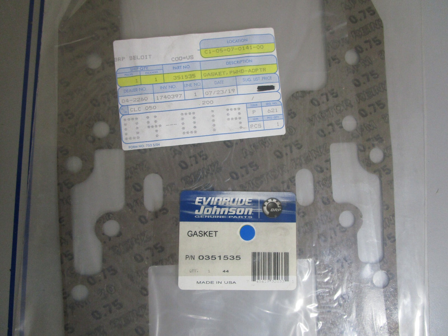 *NEW OEM* 0720 OMC Johnson Evinrude Gasket 351535 0351535