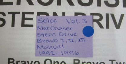 NEW 046-2 Seloc Vol. 3 MerCruiser Stern Drive Bravo I,II, III Repair Manual 0820