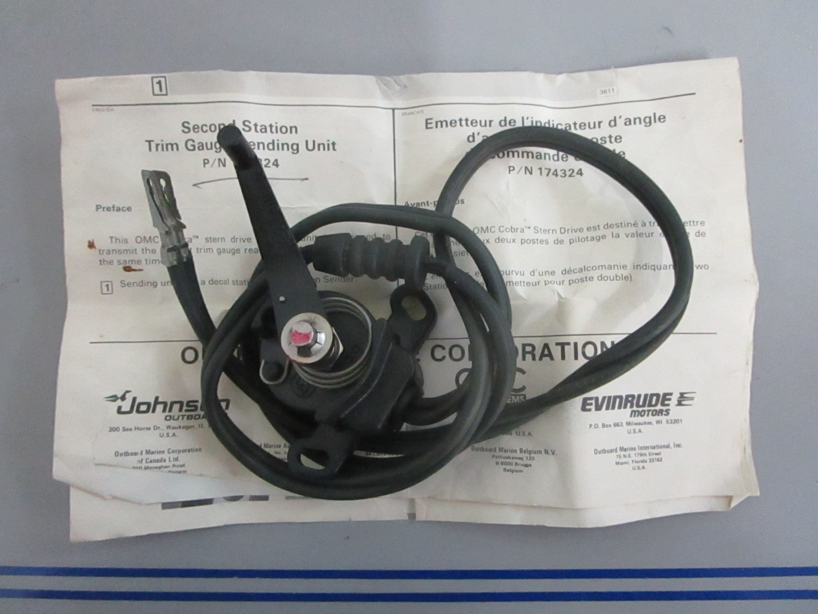 *NEW OEM* 0820 OMC Johnson Evinrude Trim Sending Unit 174324 0174324