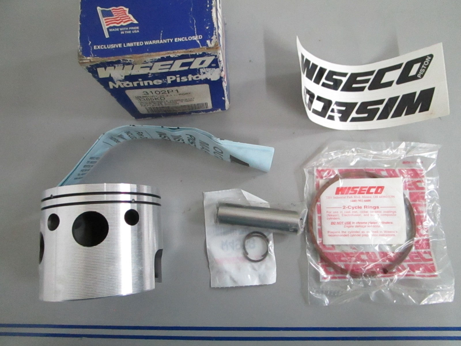 NEW 3102P1 Wiseco Piston Kit Rep: 3002P1 For: Mecury 0820