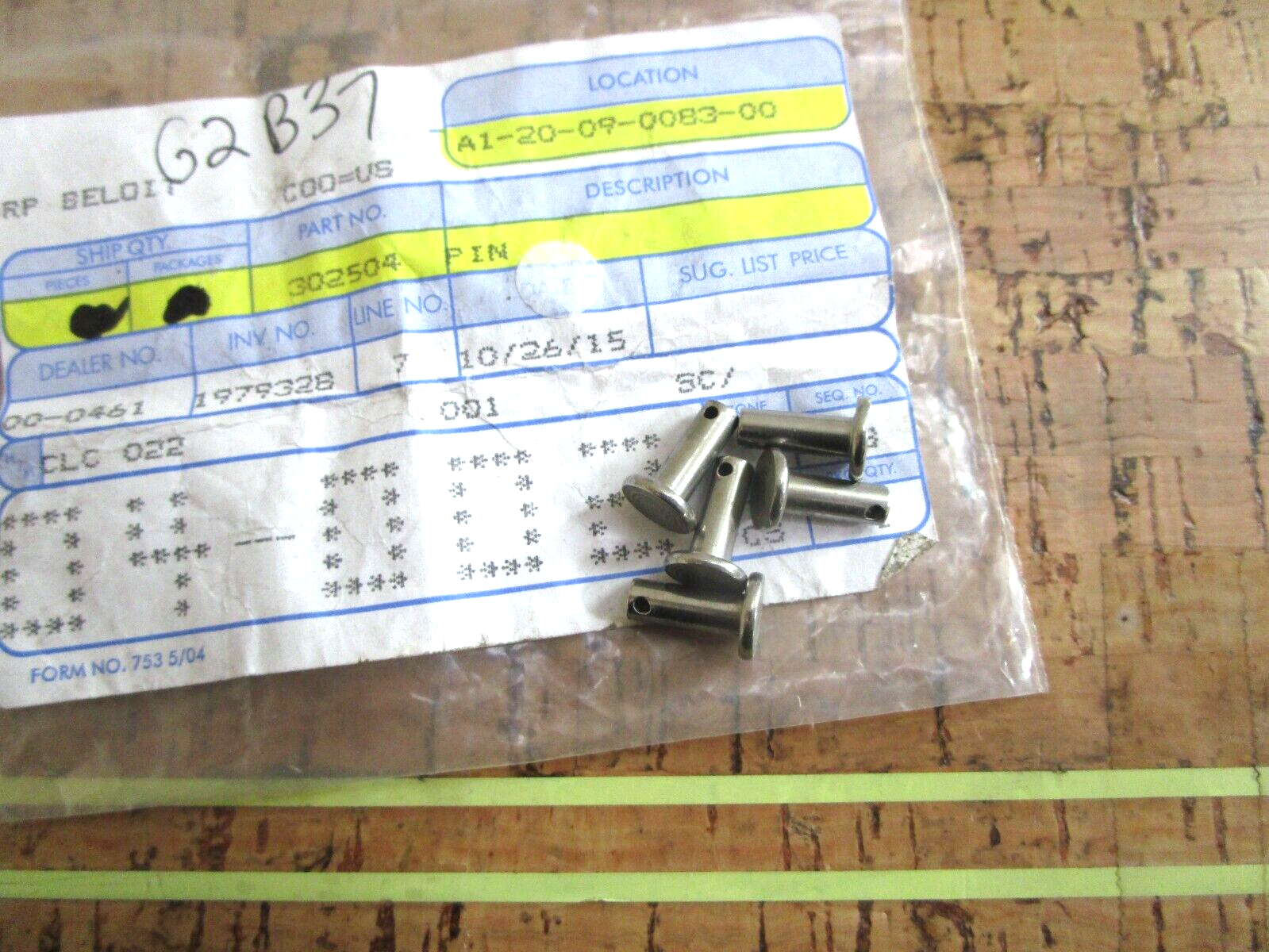 *NEW OEM* (LOT OF 5) 0750 OMC Johnson Evinrude PIN 302504 0302504