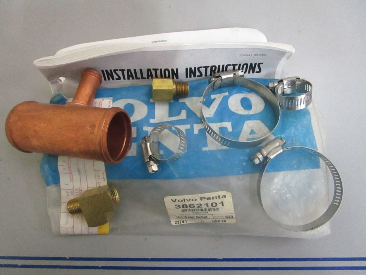 *NEW OEM* 0820 Volvo Penta Hot Water Outlet 3862101
