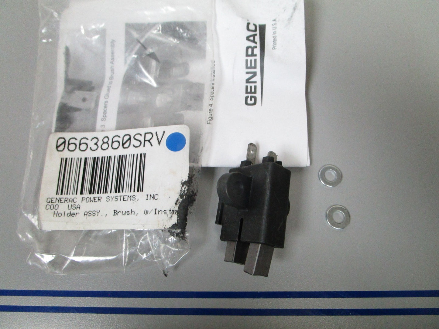 NEW OEM 0663860SRV Generac Brush Holder & Instructions 0720