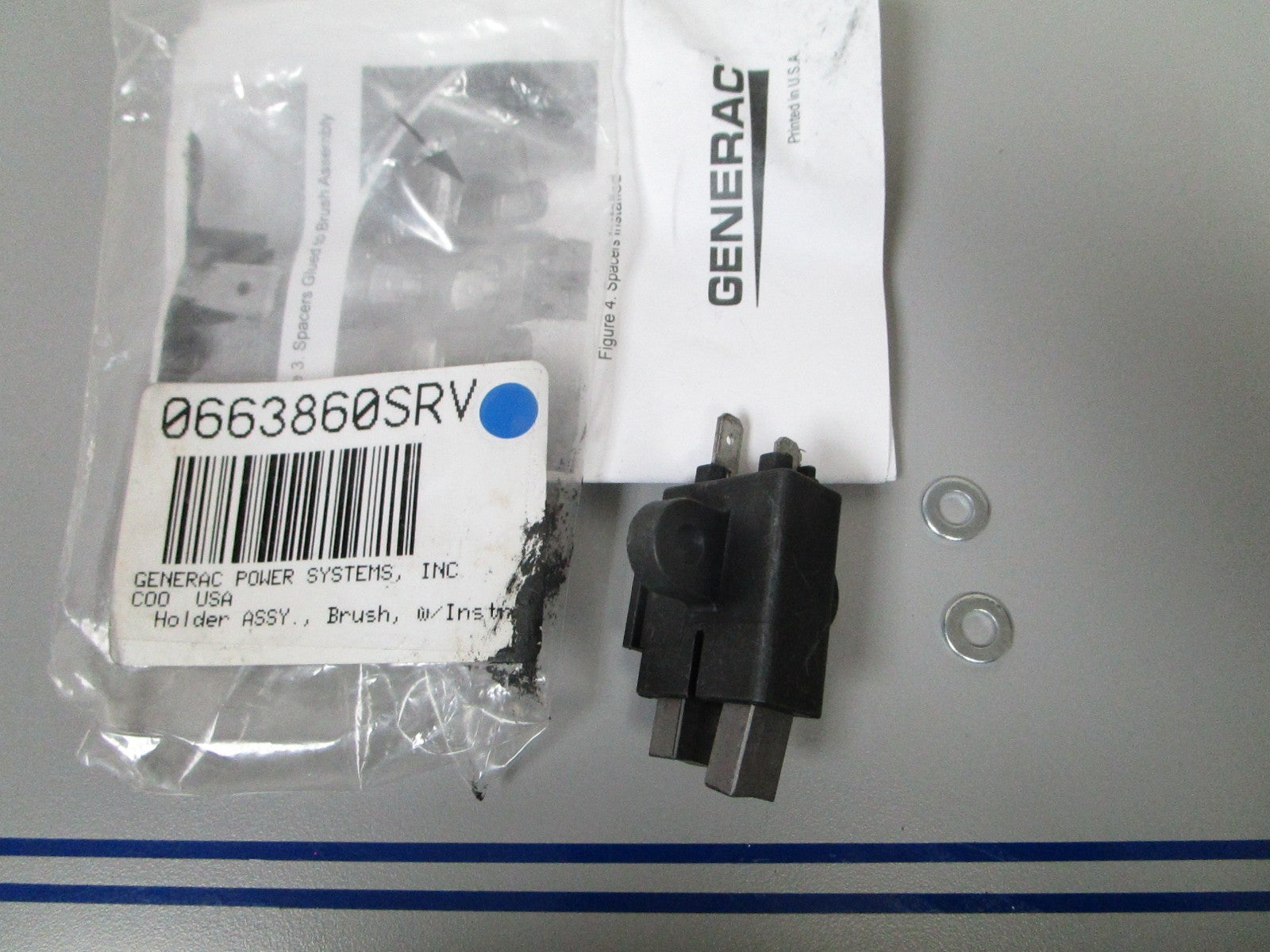 NEW OEM 0663860SRV Generac Brush Holder & Instructions 0720