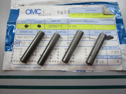 NEW OEM (LOT OF 4) 305070 0305070 OMC Johnson Evinrude Pin 0810