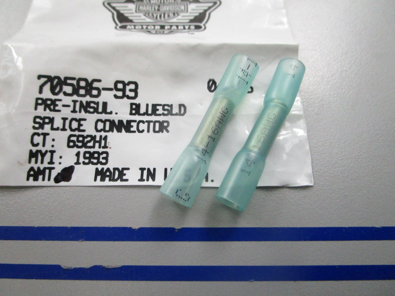 *NEW OEM* (LOT OF 2) 0810 Harley Davidson Blue Solid Splice Connector 70586-93