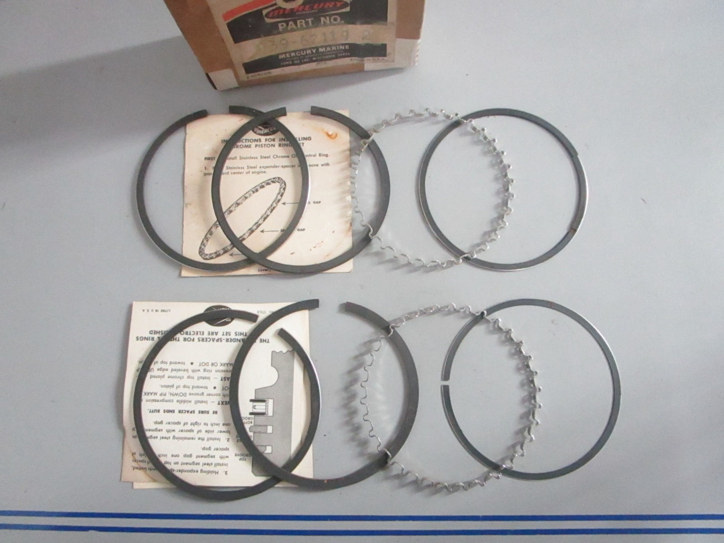 NEW OEM 39-67119 Mercury Quicksilver 2 STD Piston Ring Sets 0820