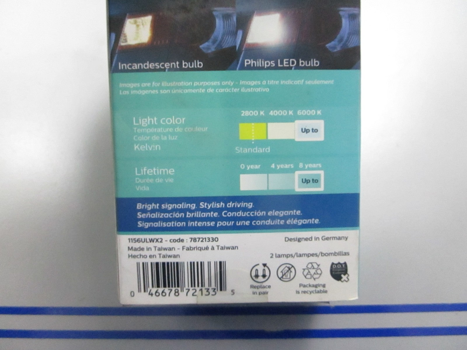 *NEW OEM* 0810 Phillips 13V Ultinion LED Car Signaling Bulb Set 1156ULWX2