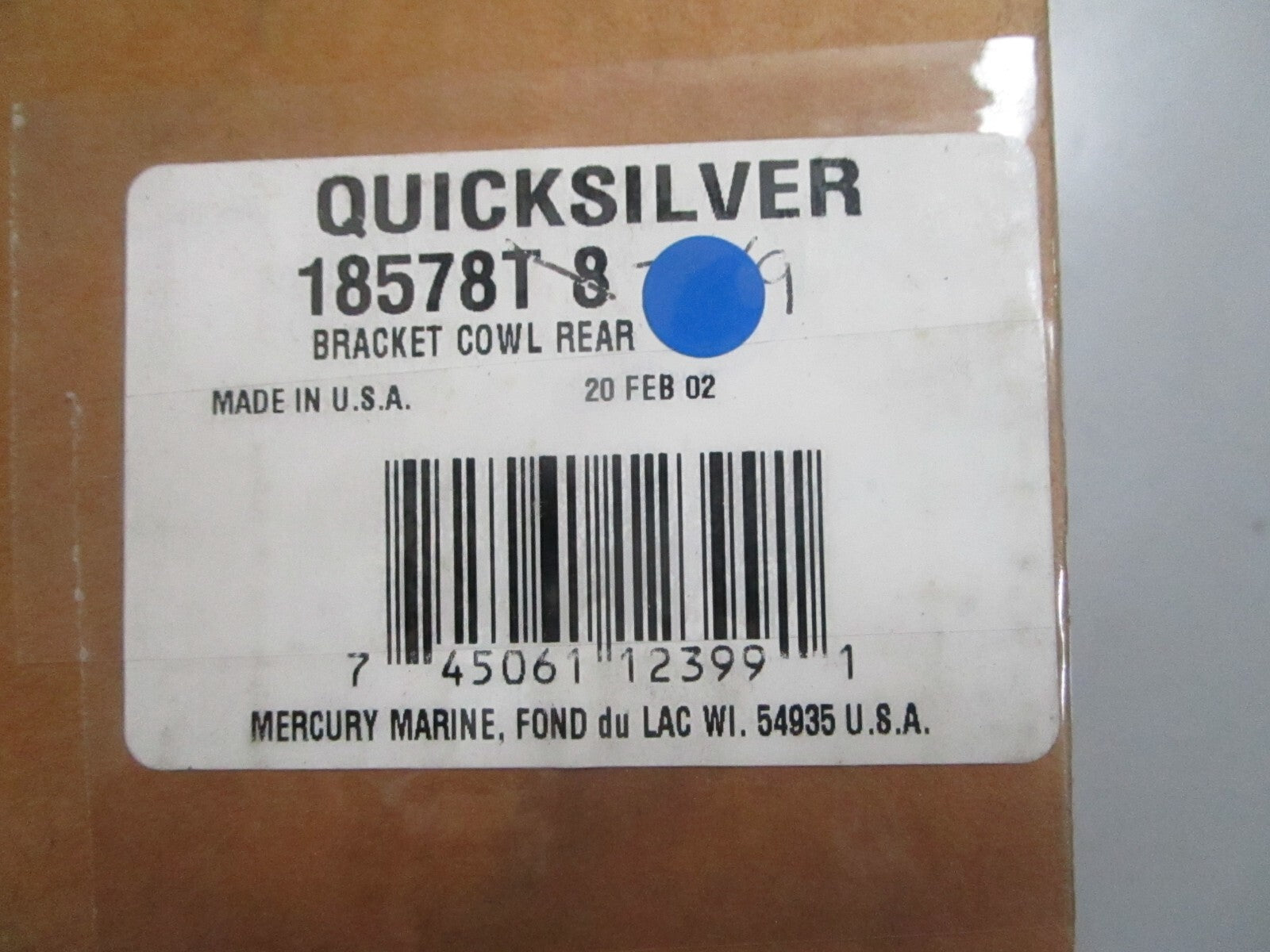 *NEW OEM* 0820 Mercury Quicksilver Rear Bracket Cowl 18578T8