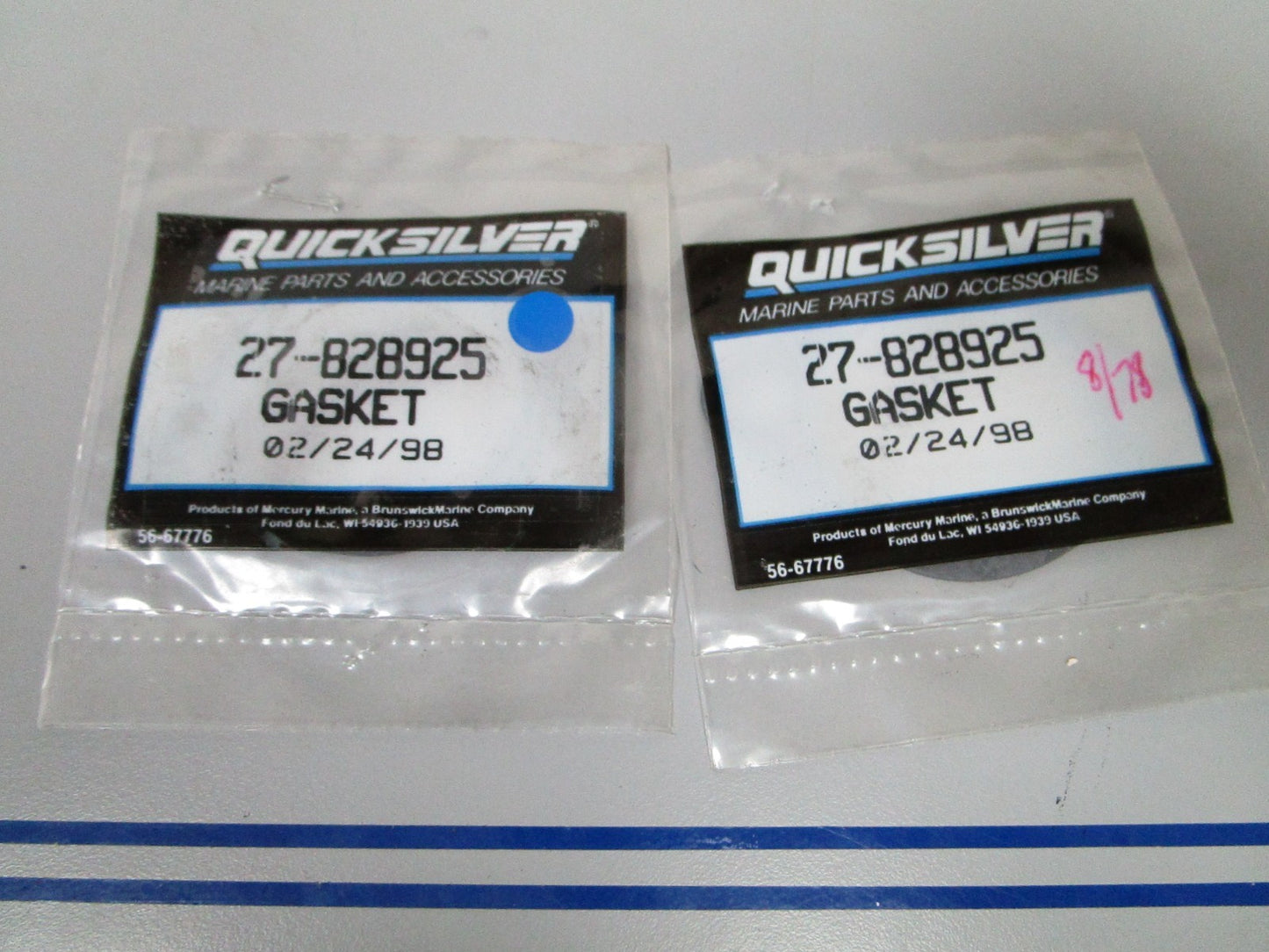 NEW OEM (LOT OF 2) 27-828925 Mercury Quicksilver Gasket 0810