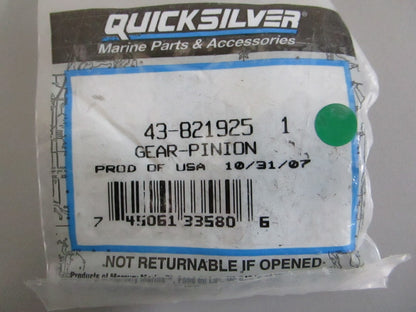 NEW OEM 43-821925 1 Mercury Quicksilver Pinion Gear 0820
