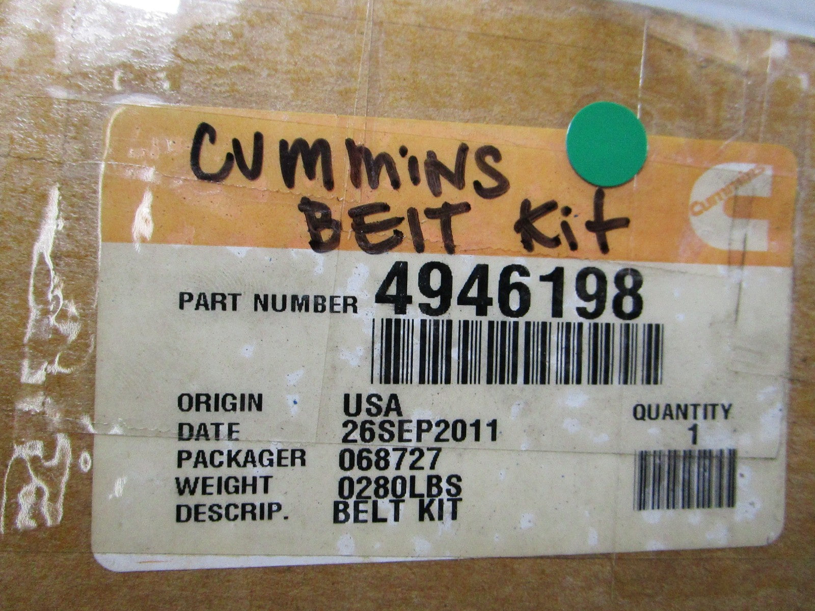 NEW OEM 4946198 Cummins Belt Kit 0810
