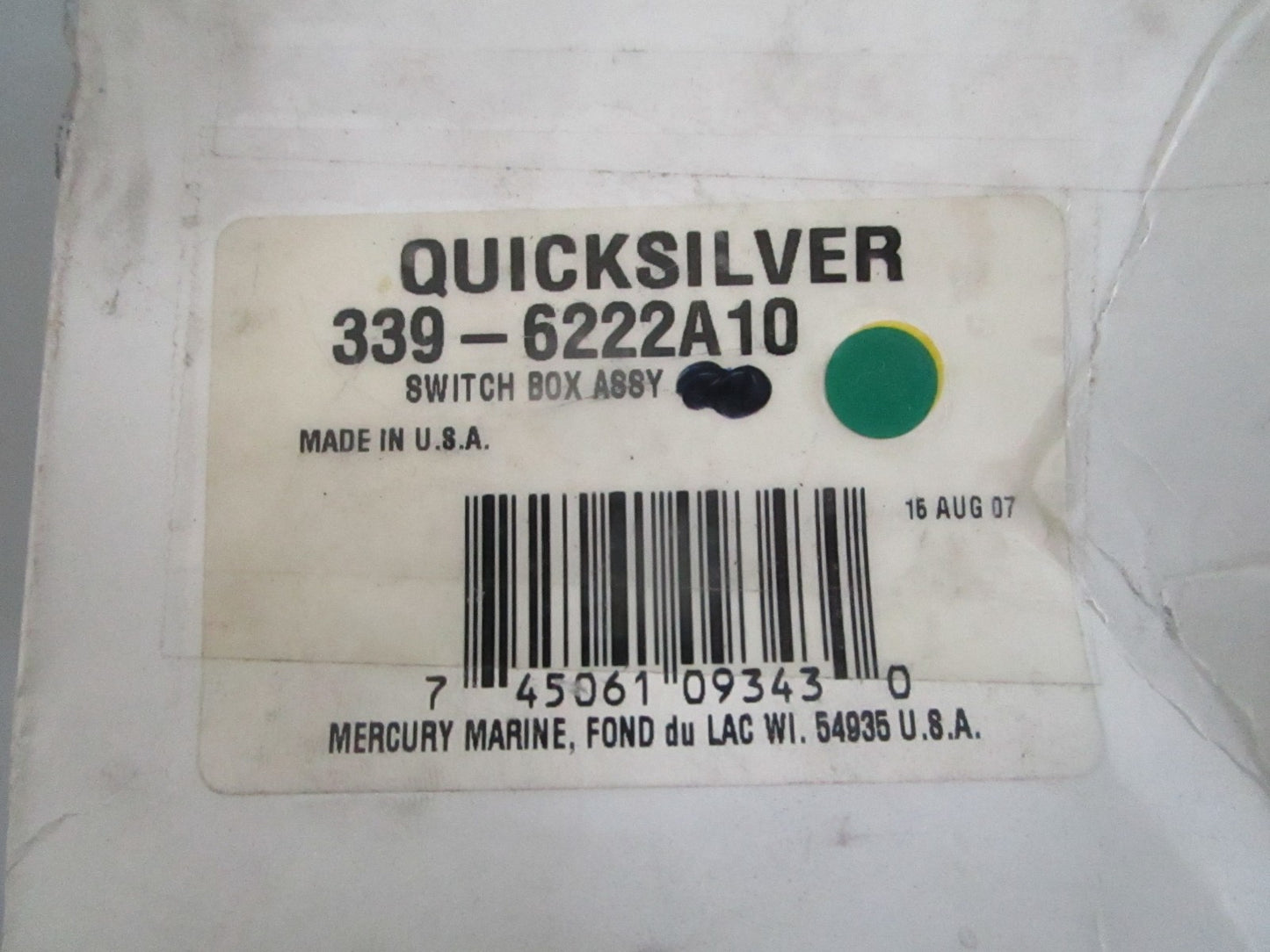 Mercury Quicksilver 339-6222A10 Switch Box Assy 2-Cyl 4-20HP NEW OEM 0820