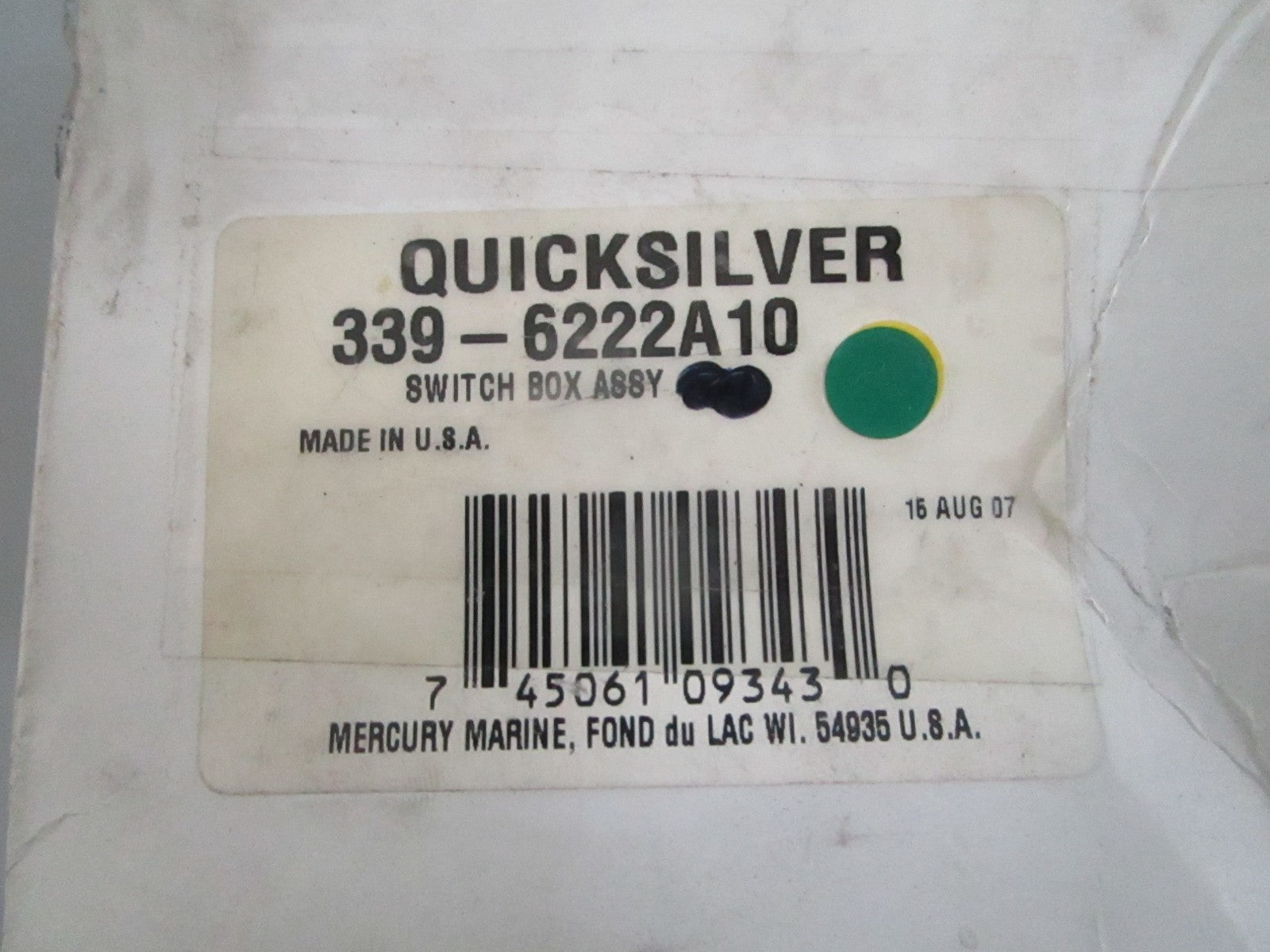 Mercury Quicksilver 339-6222A10 Switch Box Assy 2-Cyl 4-20HP NEW OEM 0820