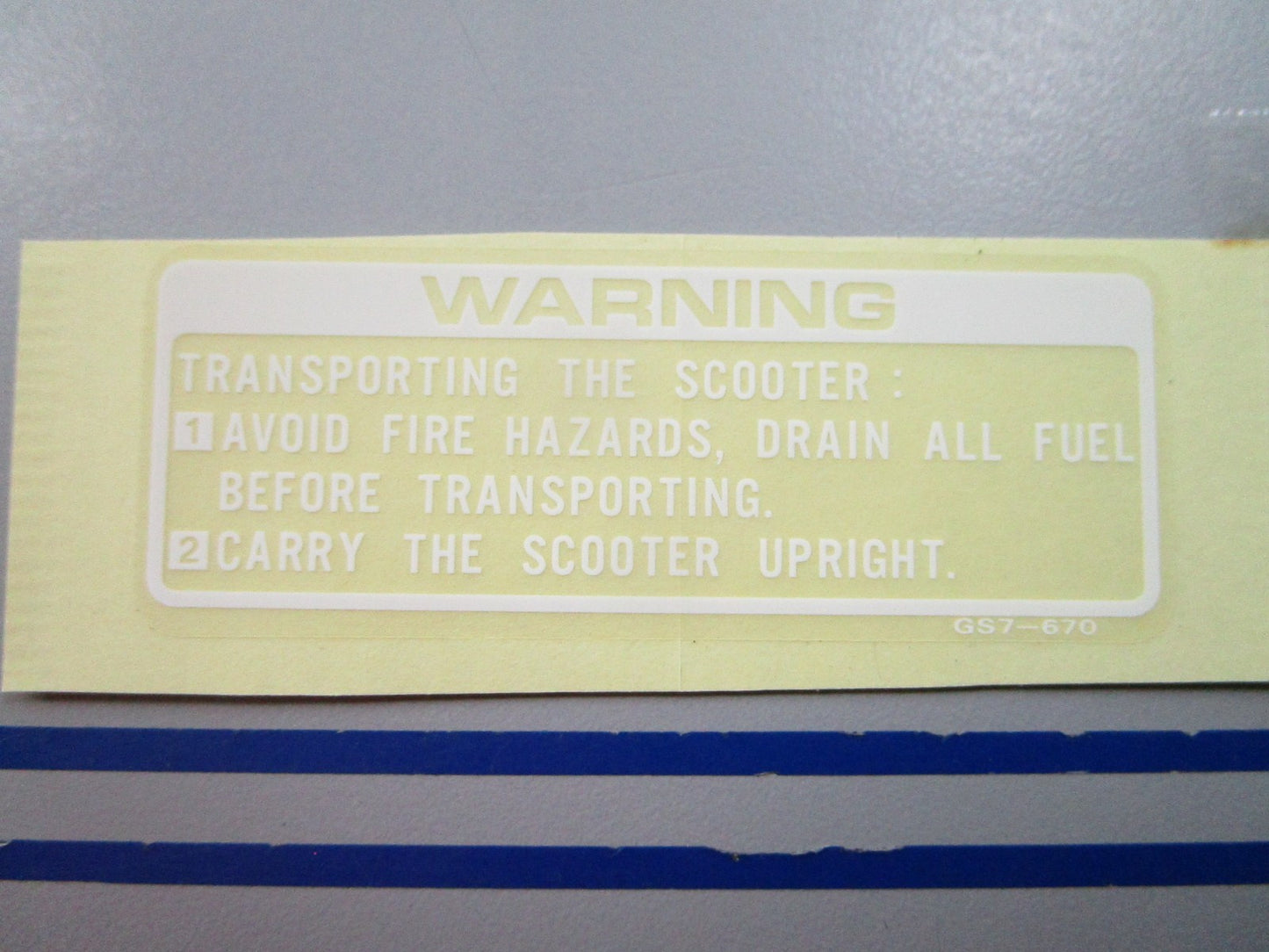 NEW OEM 87509-GS7-670ZA Honda Label 0810