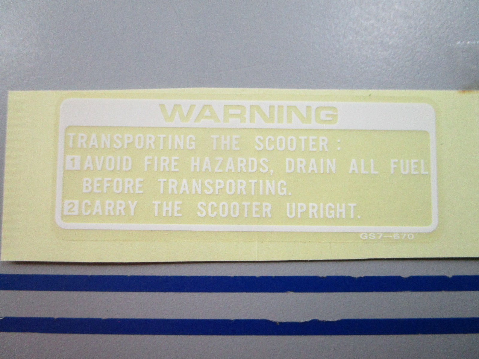 NEW OEM 87509-GS7-670ZA Honda Label 0810