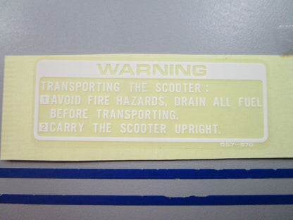NEW OEM 87509-GS7-670ZA Honda Label 0810