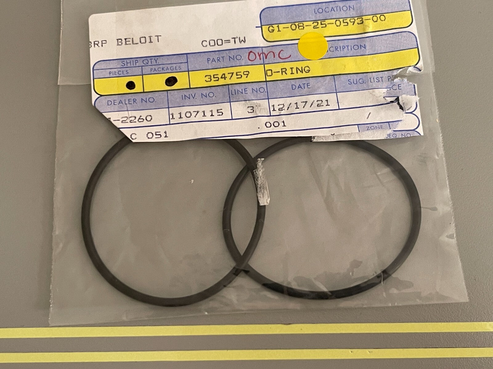 *NEW OEM* (LOT OF 2) 0810 OMC Johnson Evinrude O-Ring 354759 0354759