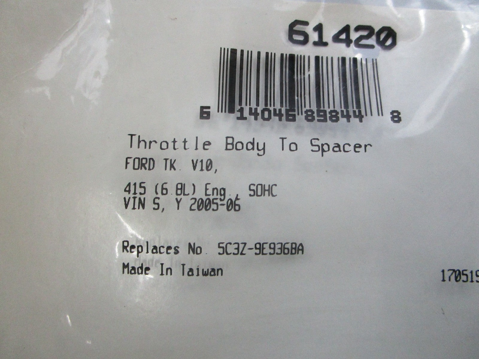 *NEW* 0810 Fel-Pro Throttle Body Gasket 61420