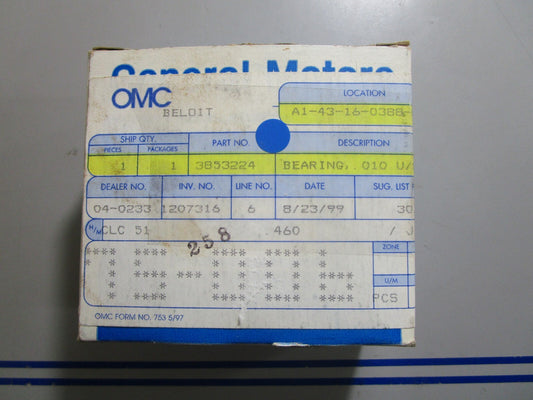 *NEW OEM* 0810 OMC Johnson Evinrude .010 U/S Bearing 3853224