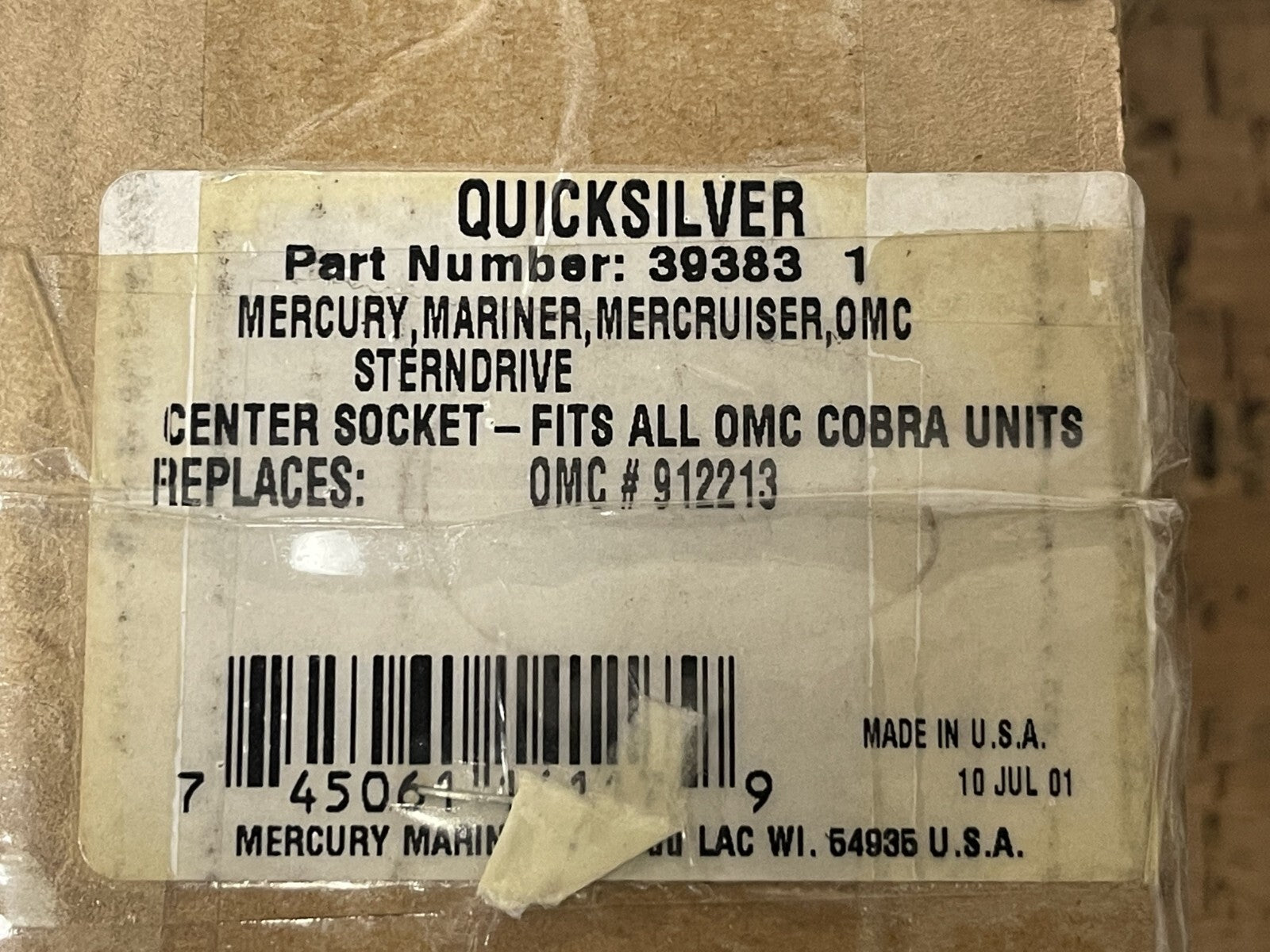 *NEW OEM* 0670 Mercury Quicksilver Center Pocket 39383 393831
