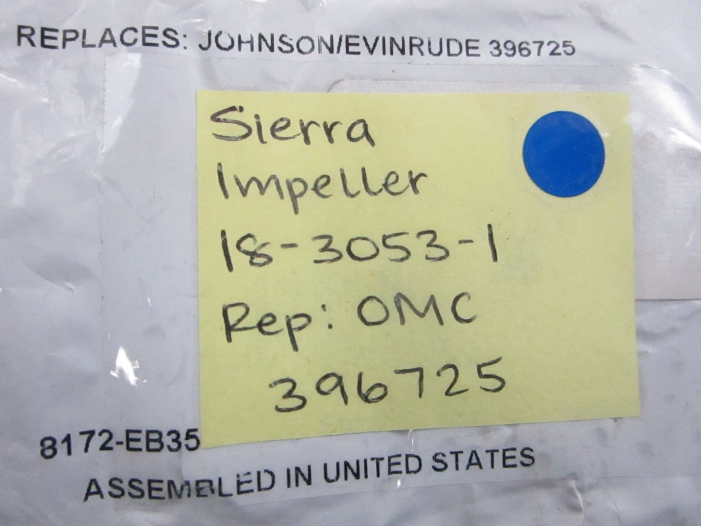 NEW 18-3053-1 Replaces: OMC 396725 0396725 Sierra Impeller 0810