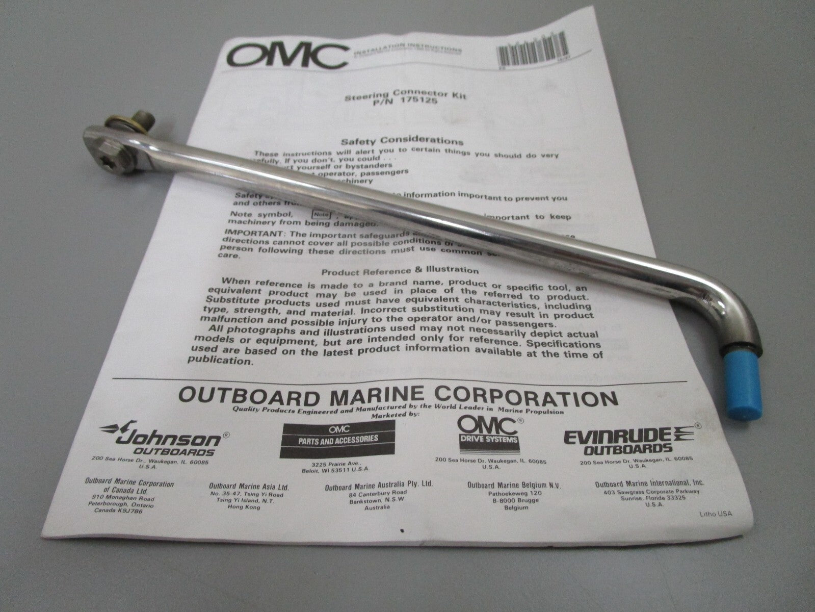 *NEW OEM* 0810 OMC Johnson Evinrude Steering Arm *Missing Nuts* 175125 0175125