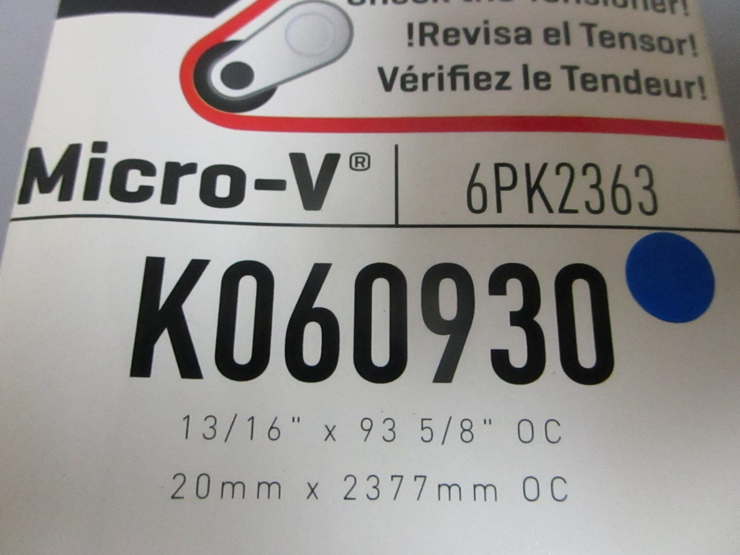 NEW K060930 Gates Micro-V 13/16" x 93 ⅝" Serpentine Belt 0720