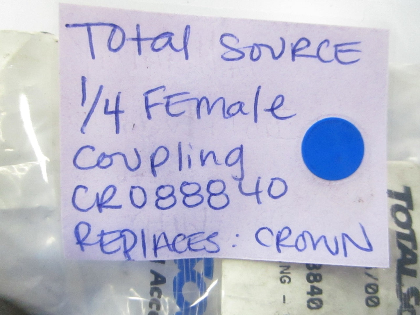 *NEW* 0810 Total Source 1/4 Female Coupling CR088840 Replaces: Crown