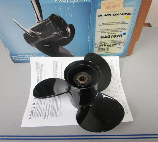 *NEW OEM* 0720 Mercury Black Diamond RH Aluminum 9¾ x 9½ Propeller QA2192R